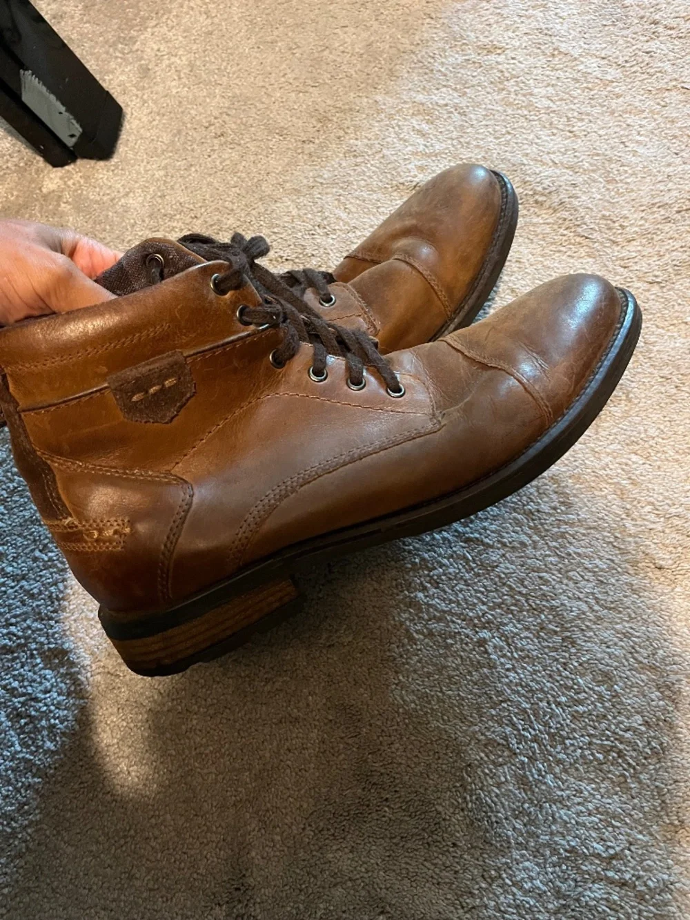 Brown leather boots